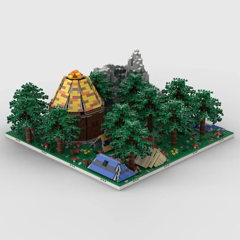 City Street View Model MOC Building Bricks  Tent Campsite Forest Modular Technology Gifts Holiday Assemble Children Toys Suit