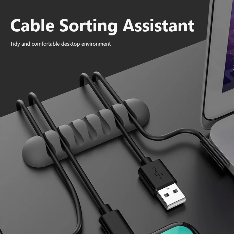 xiaomi USB Wire Organizer Cable Winder Silicone Flexible Cord Management Cable Holder Clips For Mouse Headphone Earphone Network