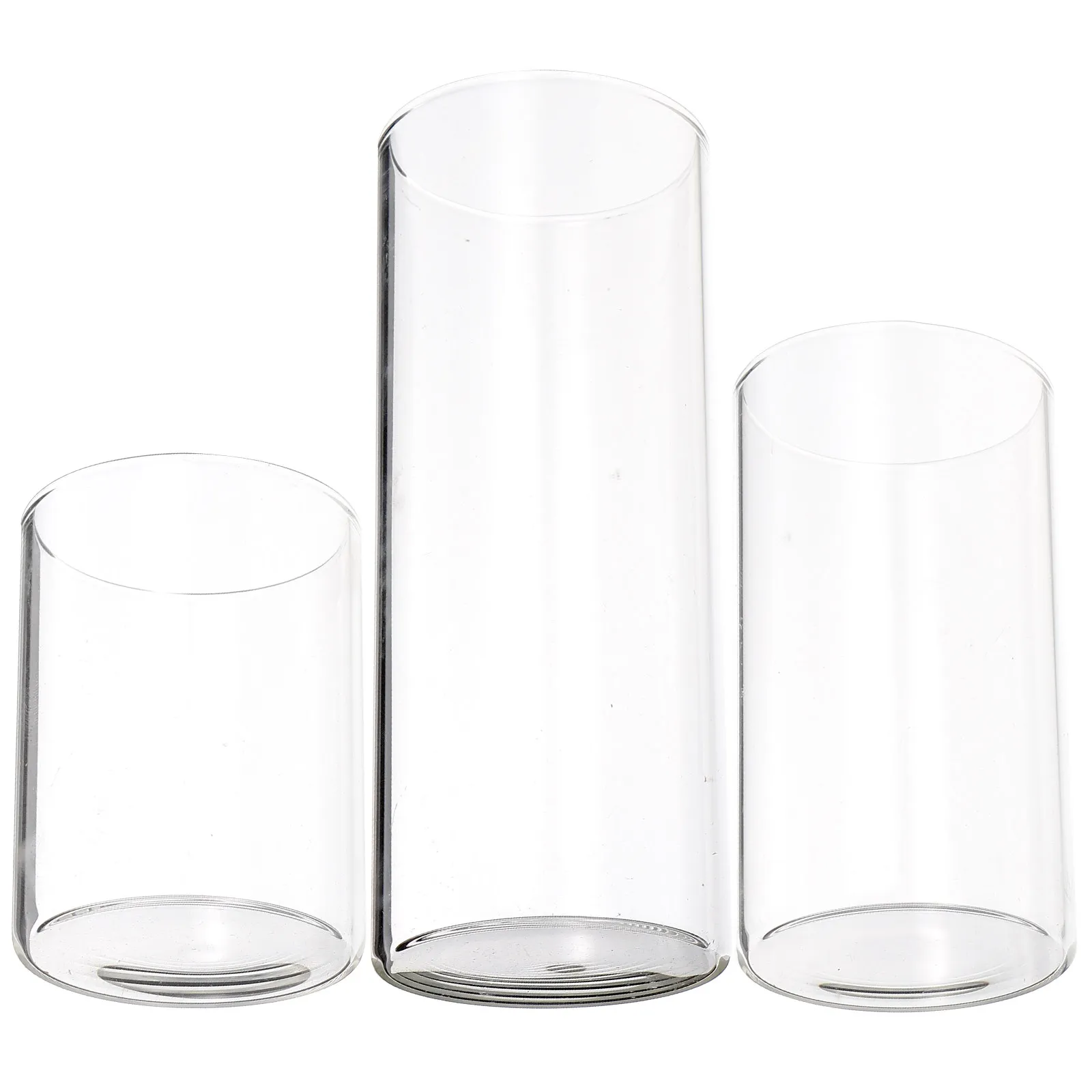 3pcs Glass Lampshade Cylinder Candle Holders Pillar Candlestick Transparent Cover Dining Table Wedding Parties Home Decor