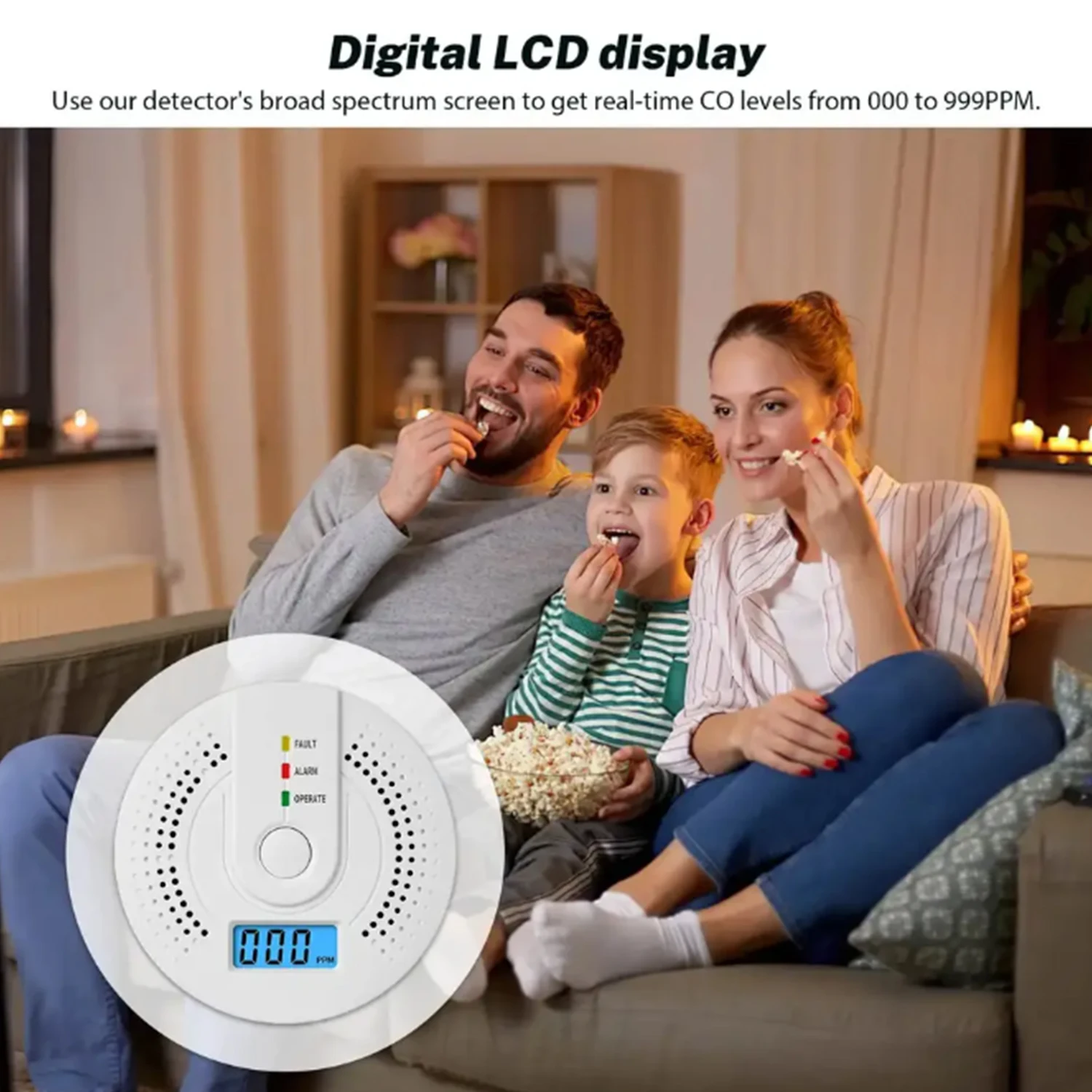 Onafhankelijke CO Alarm Sensor Koolmonoxide Alarm Detector Hoge Gevoelige Waarschuwing LCD Display CO Alarm