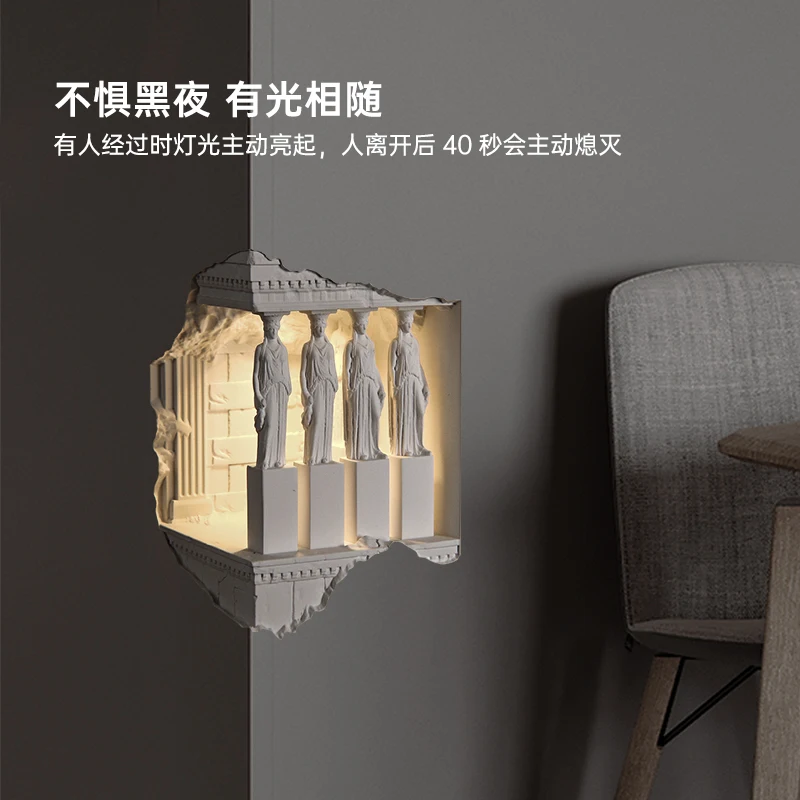 Athena wall lamp induction night light corridor staircase gypsum lamp embedded corner embedded niche B & B atmosphere light