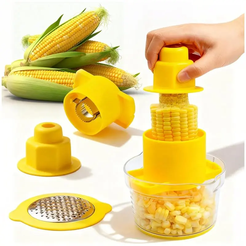 

ABGH-Corn Cob Stripper, Corn Peeler For Corn On The Cob, Stainless Steel Corn Remover Tool With Bowl & Safety Handle