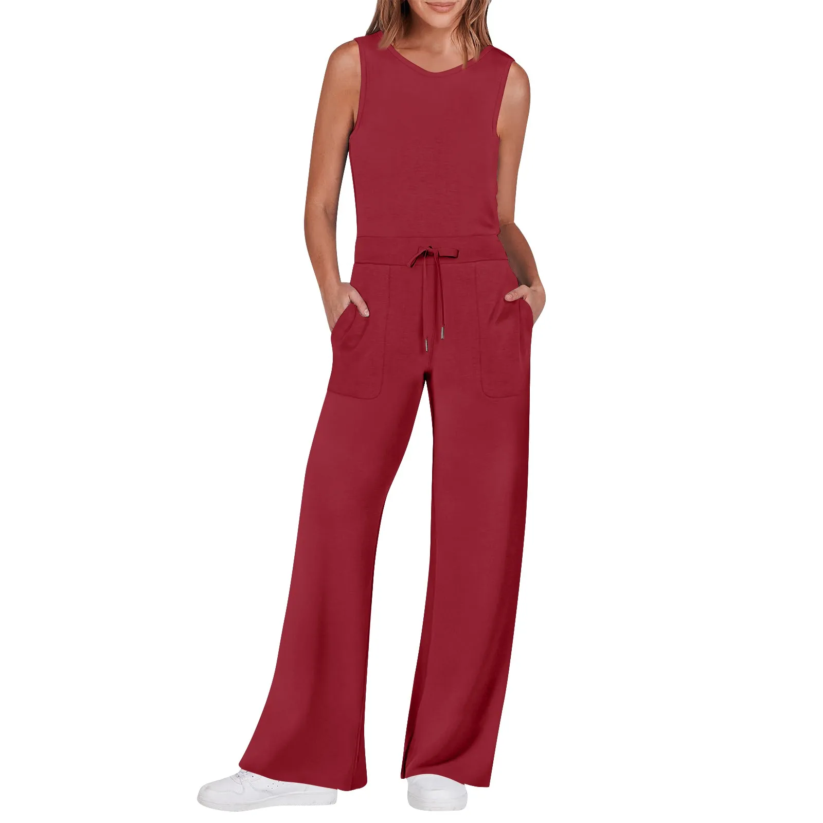 Women\'s Casual Versatile Sleeveless Solid Color Commuting Straight Tube Jumpsuit Jumpsuits for Women Jump Suit Womens Jumpsuit