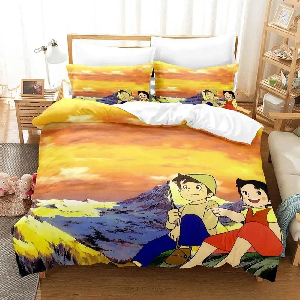 3D Print Anime Heidi, Girl Of The Alps Bedding Set Single Twin Full Queen King Size Bed Set Adult Kid Bedroom Duvet Cover Sets