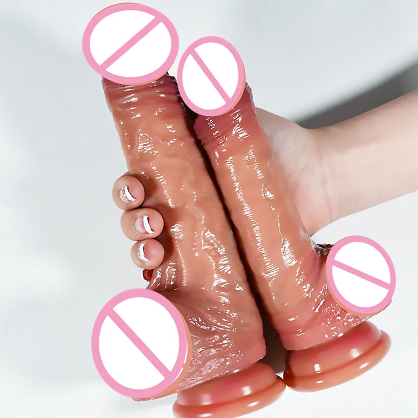 Realistische Dildo voor Vrouwen Huid Glijden Voorhuid Testikels Dildo Anale Vaginale Stimulatie Riem op Grote Penis Speeltjes voor Vrouw