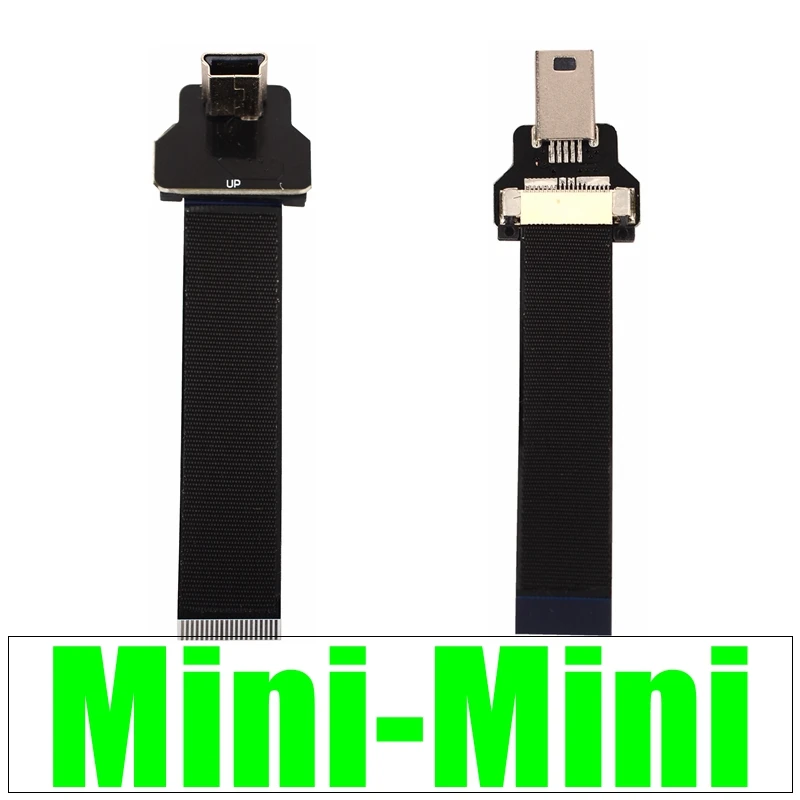 Ribbon Mini to Mini USB Left/Rigth/UP/Down FFC FPV Flat Thin FPC Flexible Extension Cable Mini-USB 90 Degree Angle Charging Cord