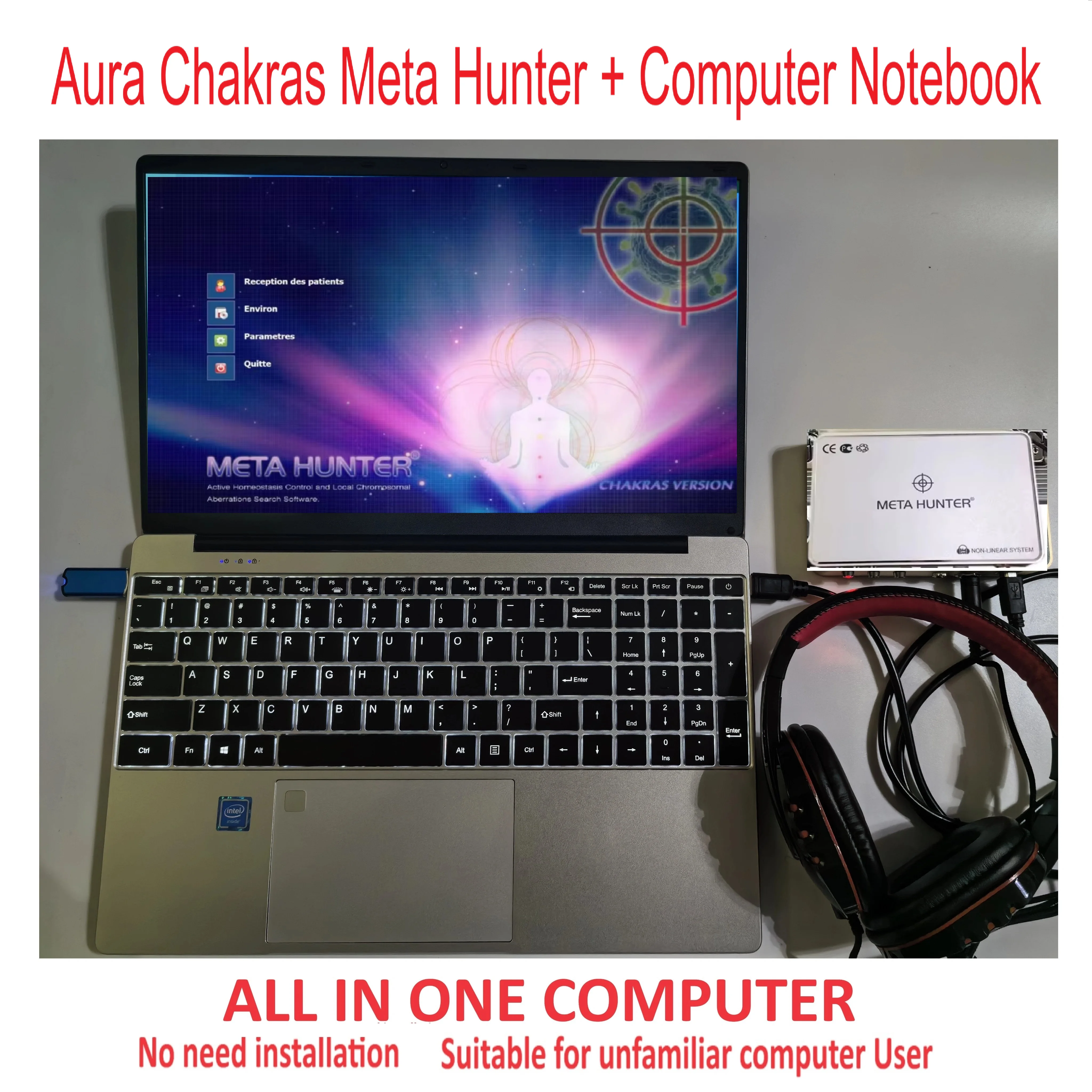 Aura Chakras Meta Hunter NLS Computer Non-Linear Metapathia GR 4025 Analyzer Scanner Acupuncture Body Healthy Software installed