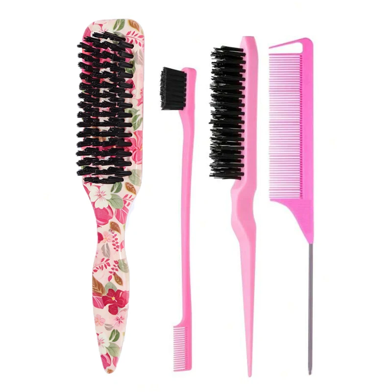 

Floral Back Brush with Comb Teeth, Smooth Hair Styling for Ponytails, Tame Flyaways & Fine Hair