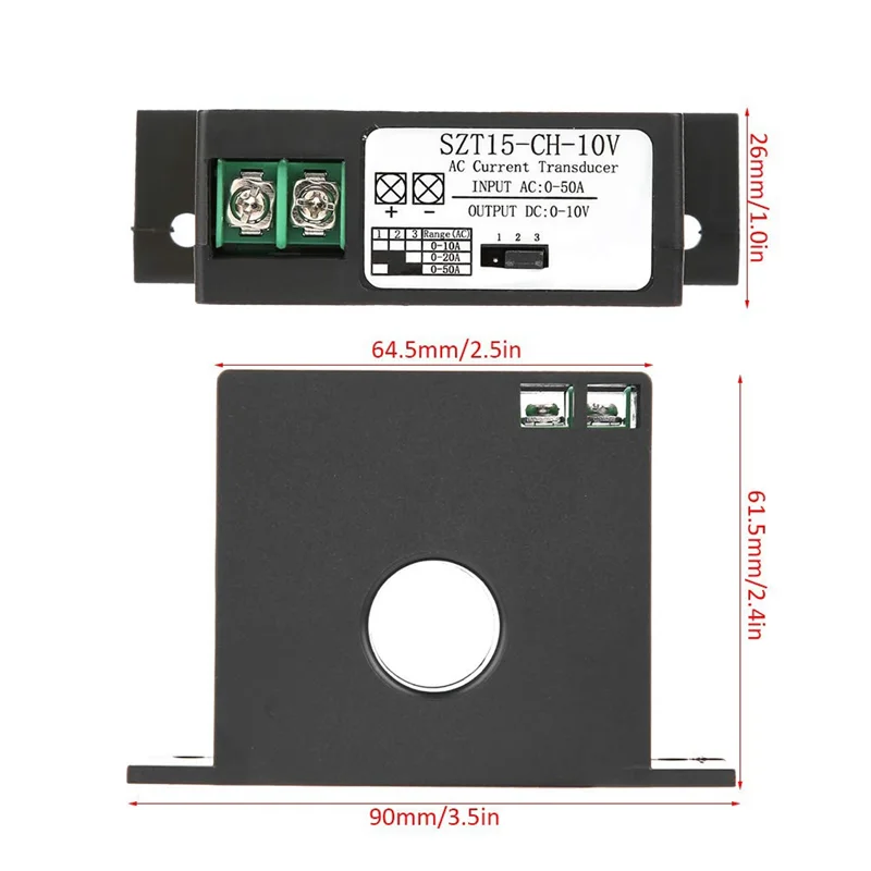 -Transductor de corriente MEOF, sensores de corriente de circuito cerrado, Inductor mutuo de corriente CA 0-50A Todc 0-10V, relé de detección de SZT15-CH-10V