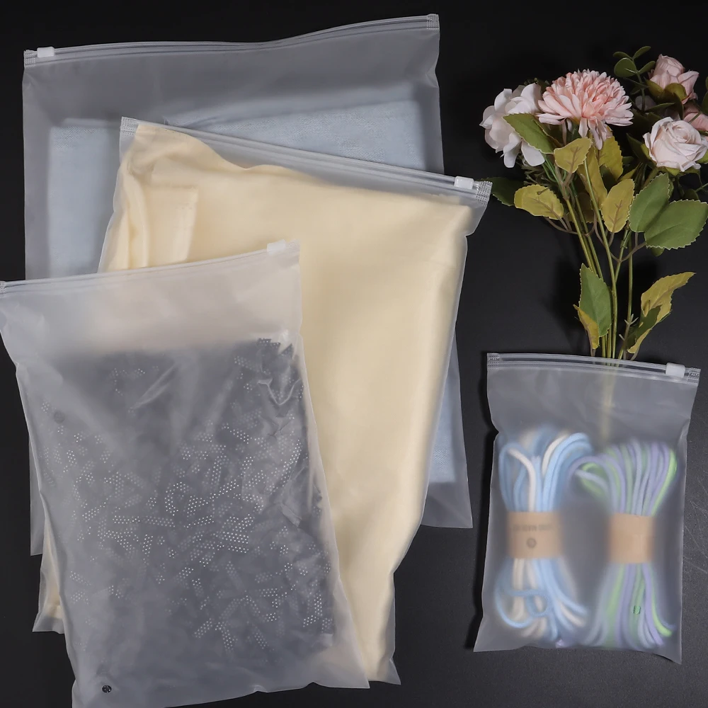 5-10pcs Matte Frosted Plastic Zipper Bags Self Seal Ziplock Packaging Pouches For Jewelry Clothing Craft Accessories Storage