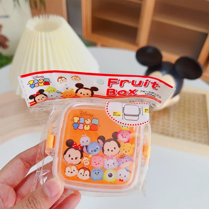 Fiambrera Kawaii de Disney Mickey para bebé, caja de frutas de dibujos animados, almacenamiento de alimentos adicional para bebé, organizador portátil de aperitivos