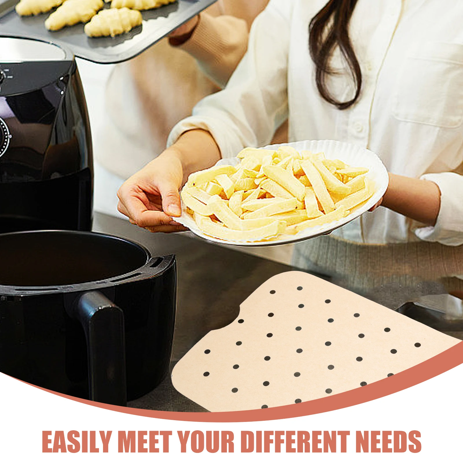 

Air Fryer Paper Liner Disposable Perforated Baking Tray Liners Nonstick Oven Mats For Food Cooking Accessories Baking