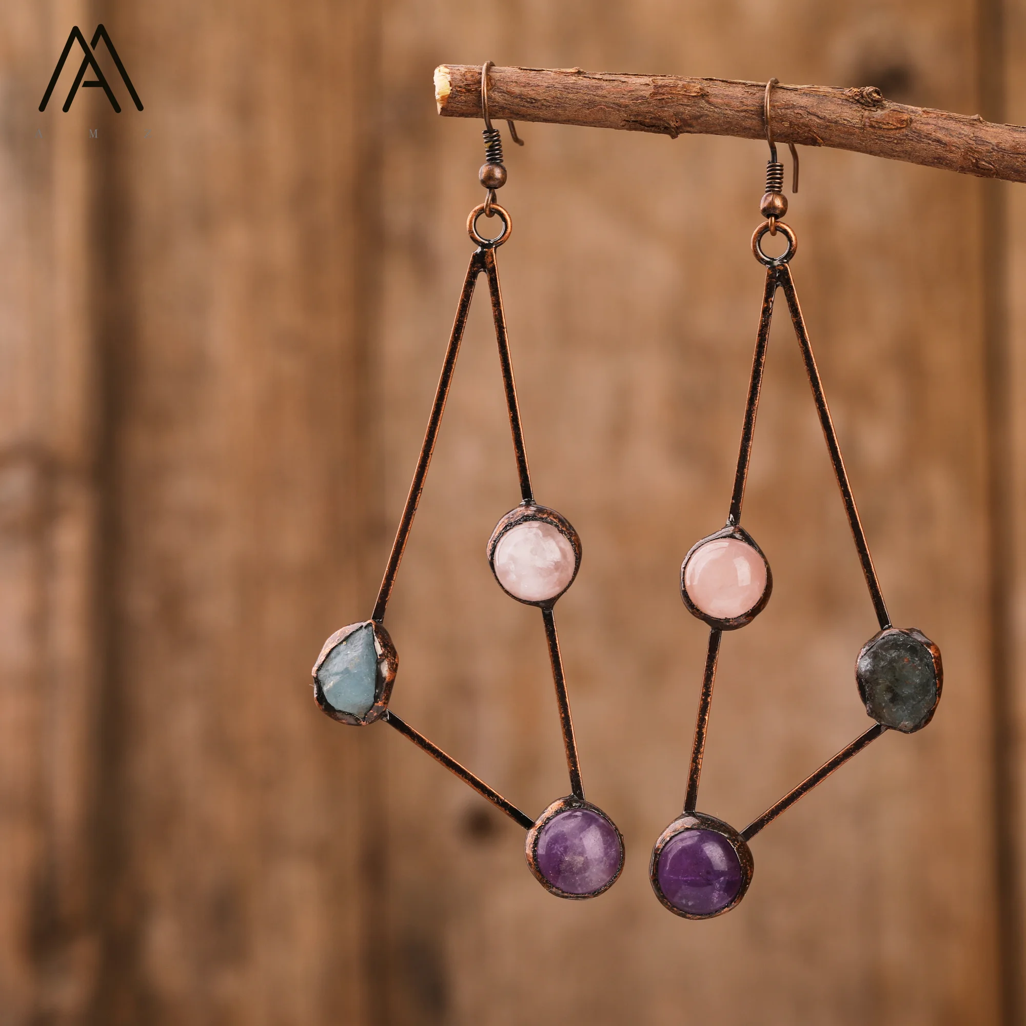 

Designer Earrings Natural Gemstone Healing Crystal Energy Earring for Women Vintage Jewelry