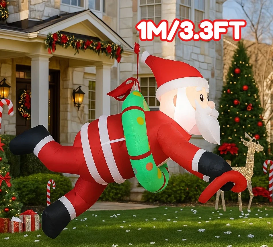 

3,3 фута рождественские украшения надувной венок Санта-Клауса уличные игрушки украшения для дома и двора со светодиодным декором рождественские принадлежности Hol