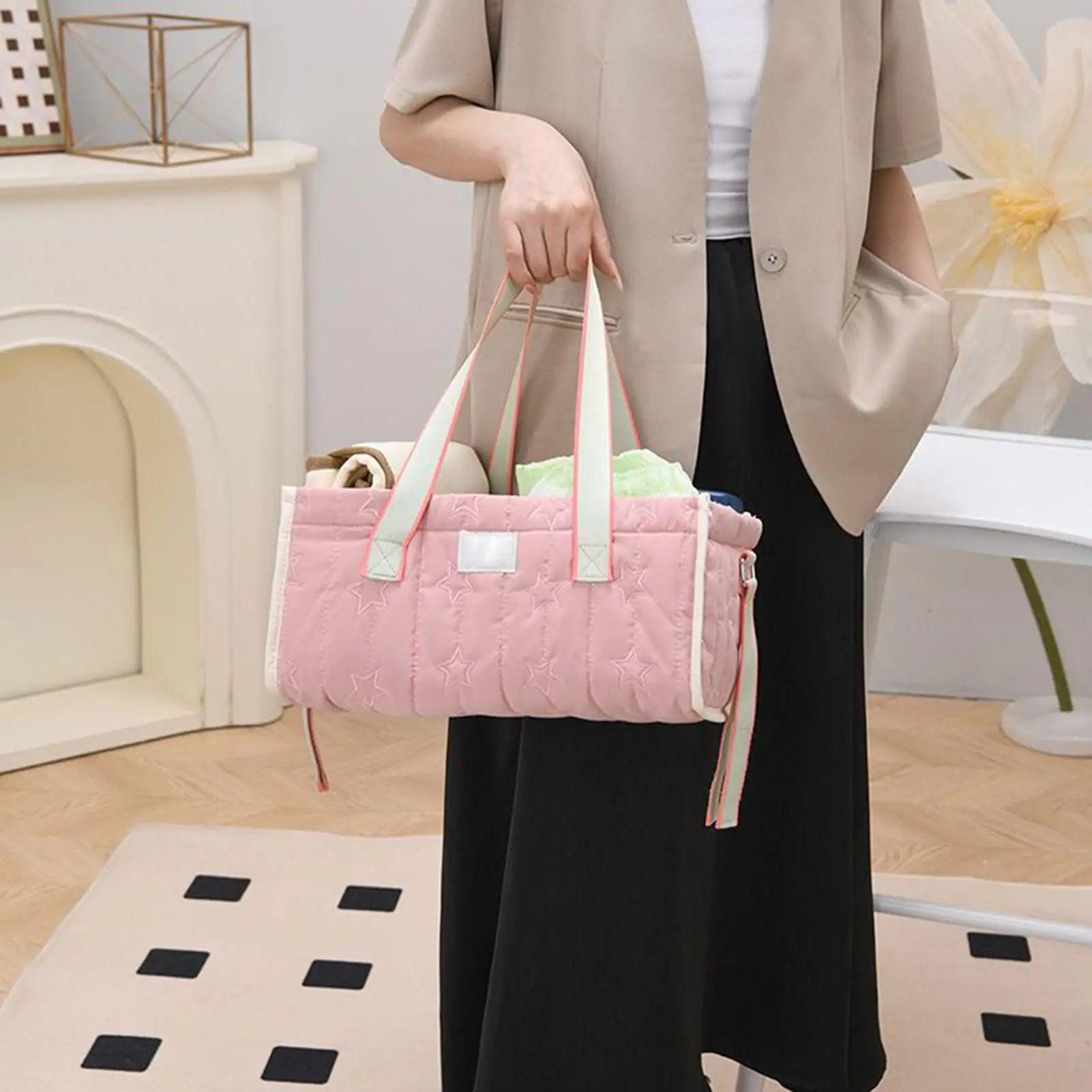 حقيبة حفاضات الطفل خفيفة الوزن لعربة الأطفال صندوق تخزين سلة تنظيم الحفاضات للأطفال الصغار والنساء والأب والأم أثناء السفر