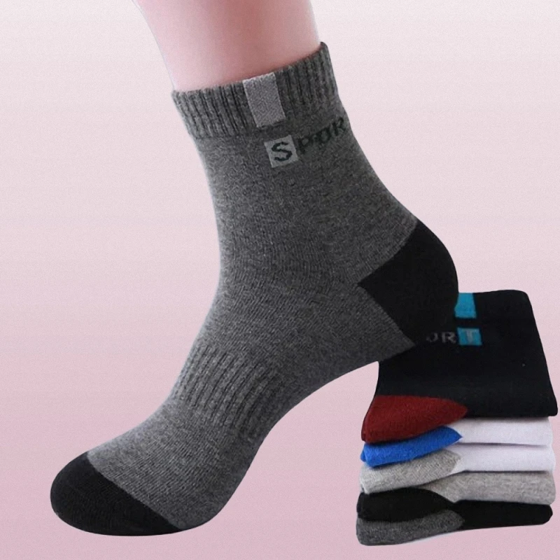 5 Pairs Fashion Soft High Elastic Middle Tube Stocking Breathable Male Womens Sports Running Socks High Quality Mens Cotton Sock