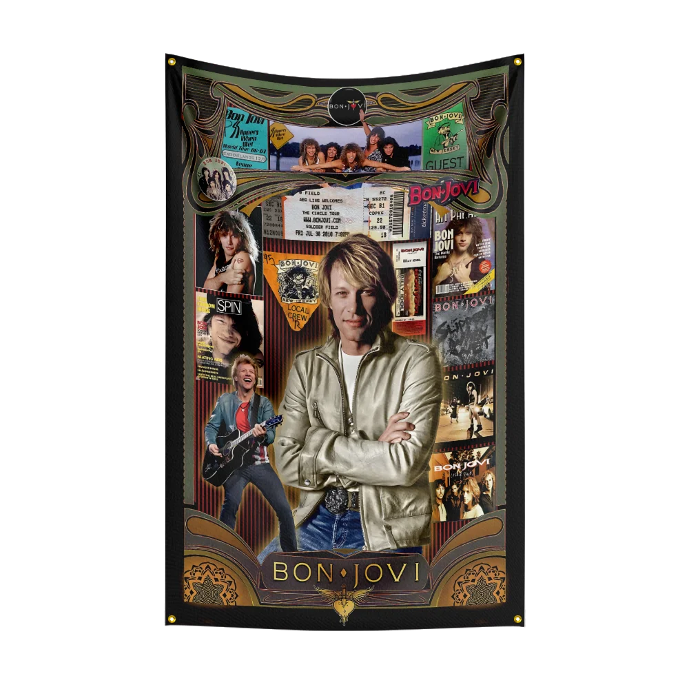 3x5 قدم الثقيلة روك باند B-Bons-Joviss العلم البوليستر الطباعة الرقمية راية لغرفة النوم جدار الفن خارج الباب نسيج ديكورا #2
