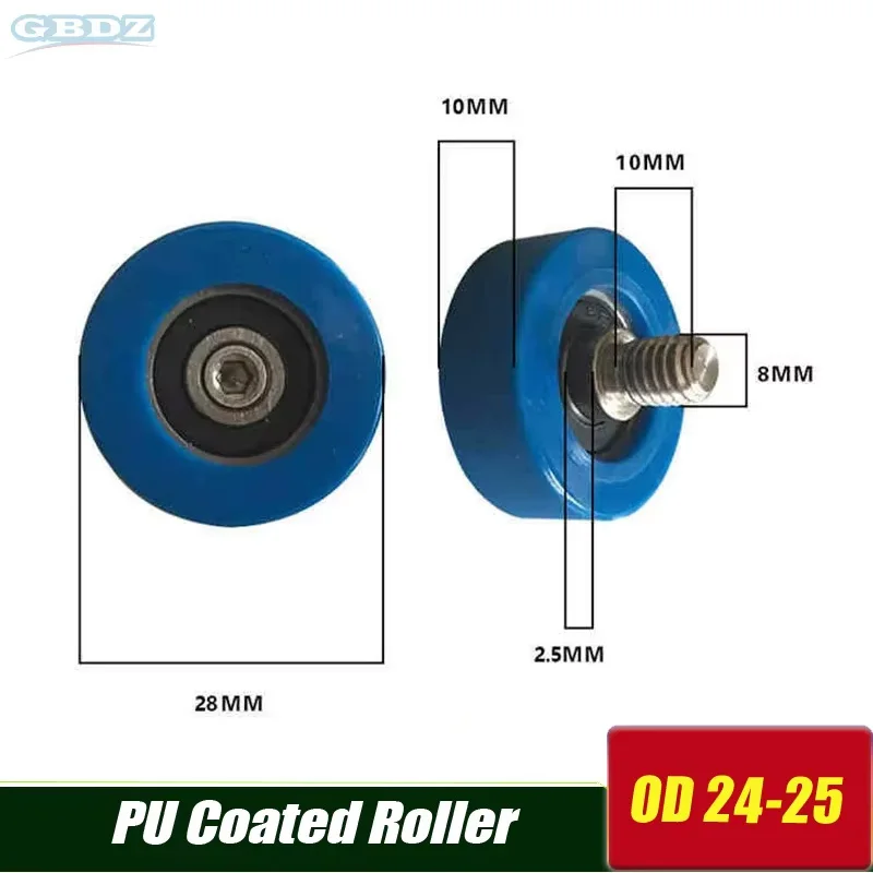 1-50Pcs PU Coated Roller Wheels Externally Threaded Polyurethane Forming Bearing With M8 Screw OD 24 26 28 30 32 35 36 38 40 45