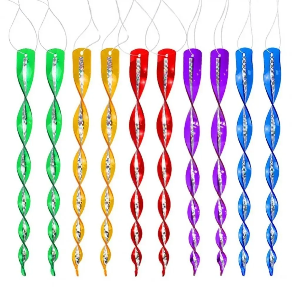 

10pcs 360 Degree Rotation Bird Repellent Rods Reflective Wind Spiral Waterproof Bird Deterrent Rod Plastic 30CM Length