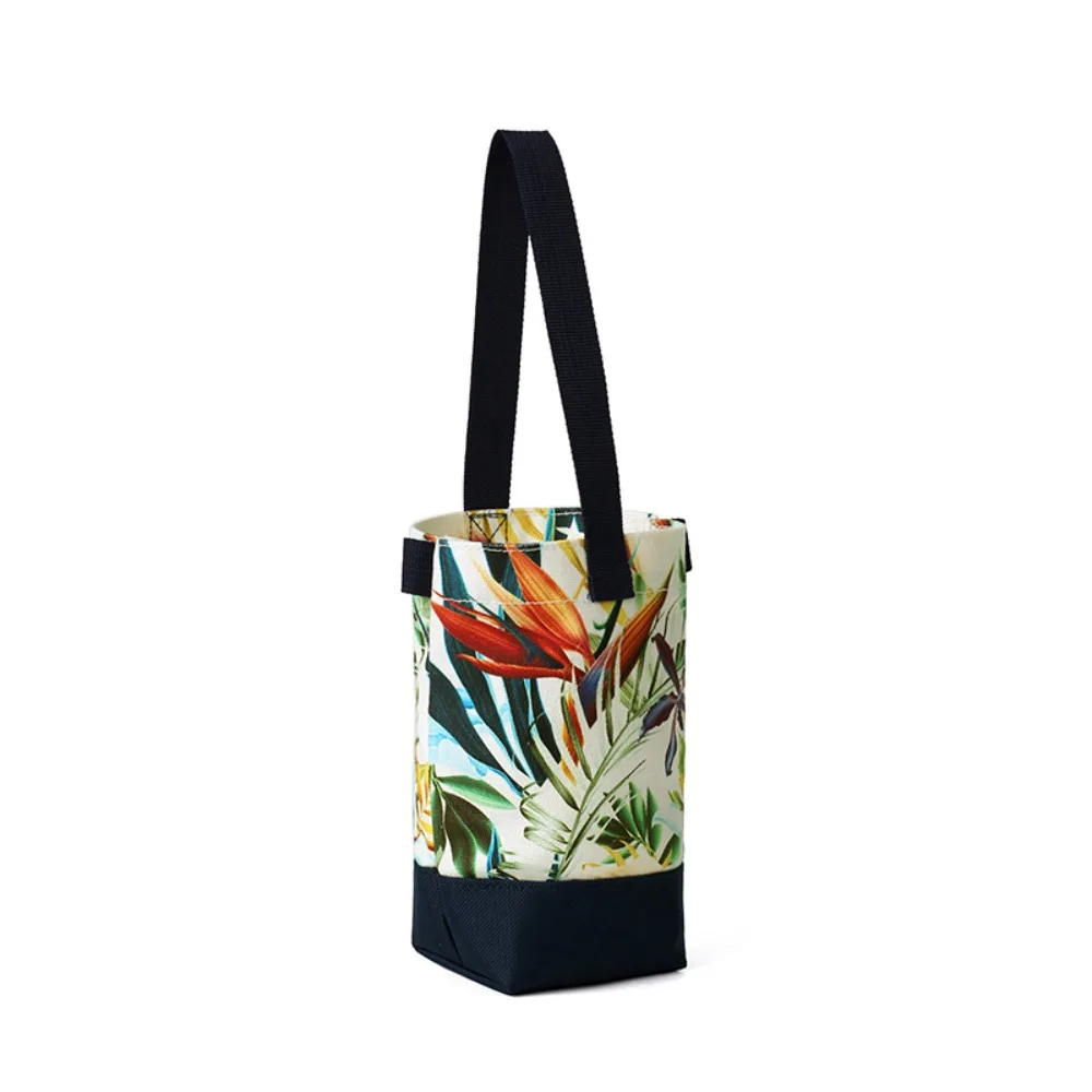 

Повседневная уличная холщовая сумка для чашки с принтом, портативная маленькая сумка для хранения, держатель для бутылки с водой, сумка через плечо в корейском стиле, уличная сумка