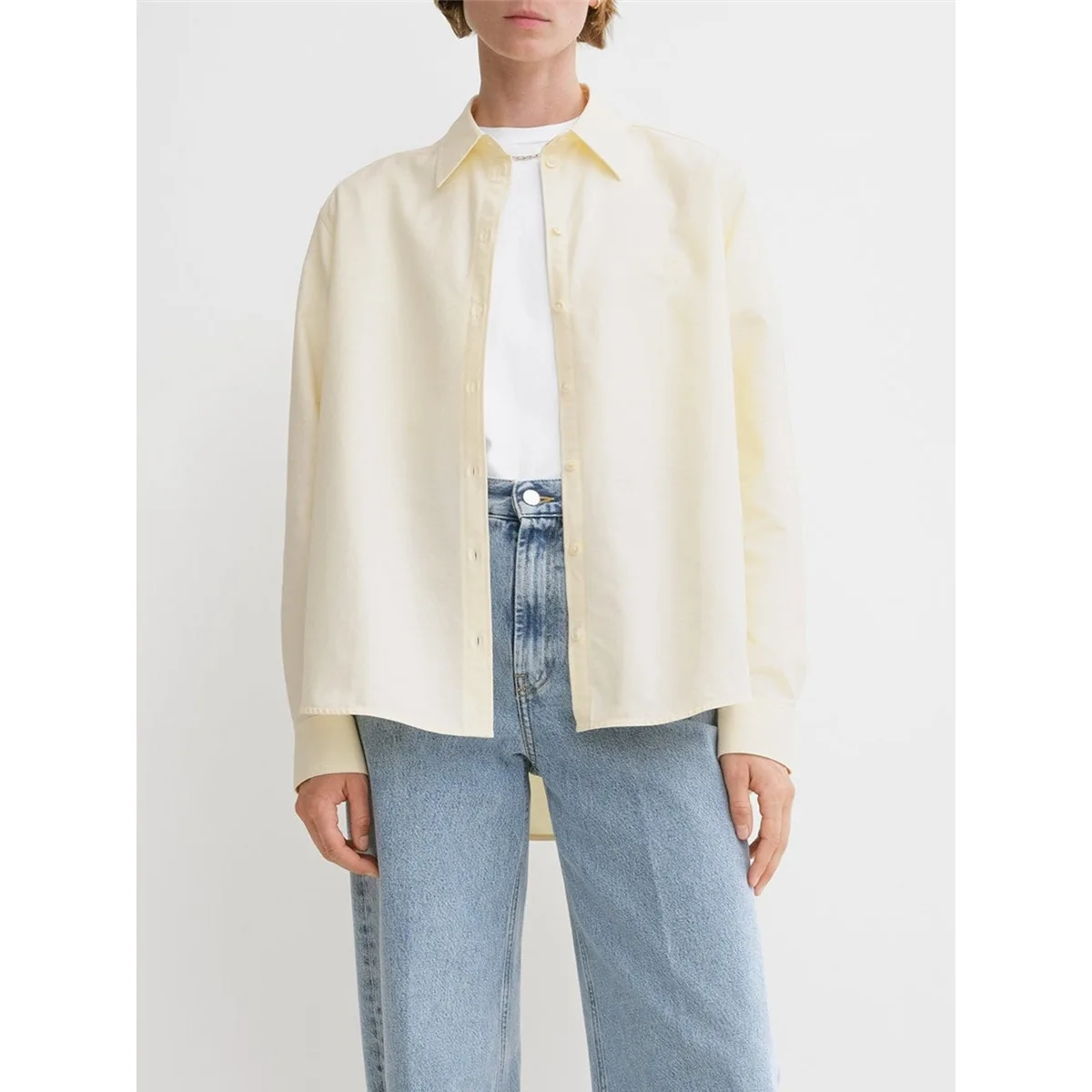 

2025 Early Autumn New Simple Cotton Shirt Women'S Commuter Collared Long Sleeve Top