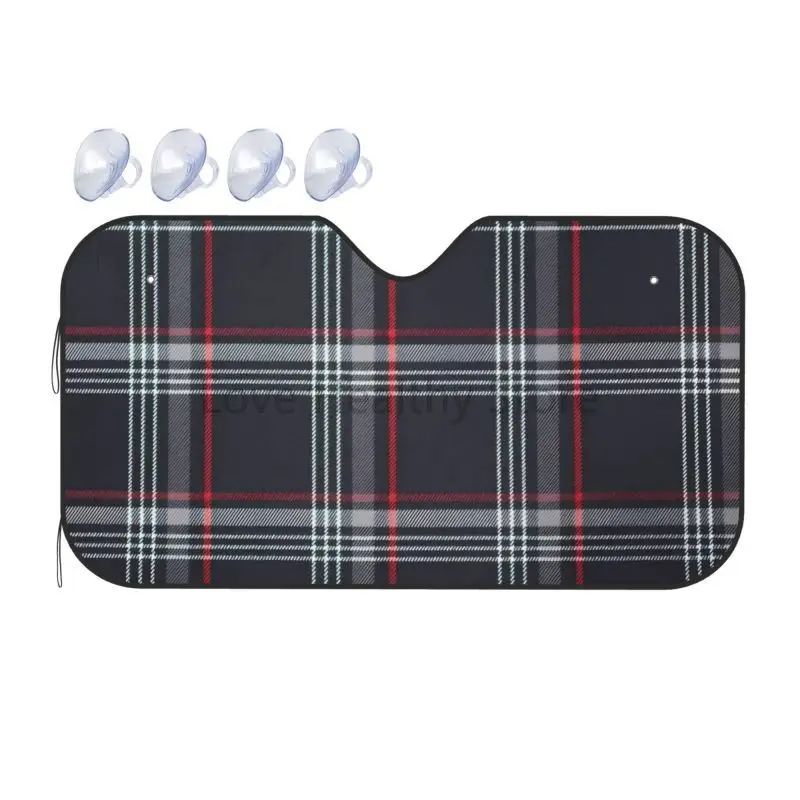 

GTI Tartan Car Front Windshield Sun Shade Accessories Foldable Sun Visor Blocks Uv Rays Sunshade for Vehicle SUV Protector