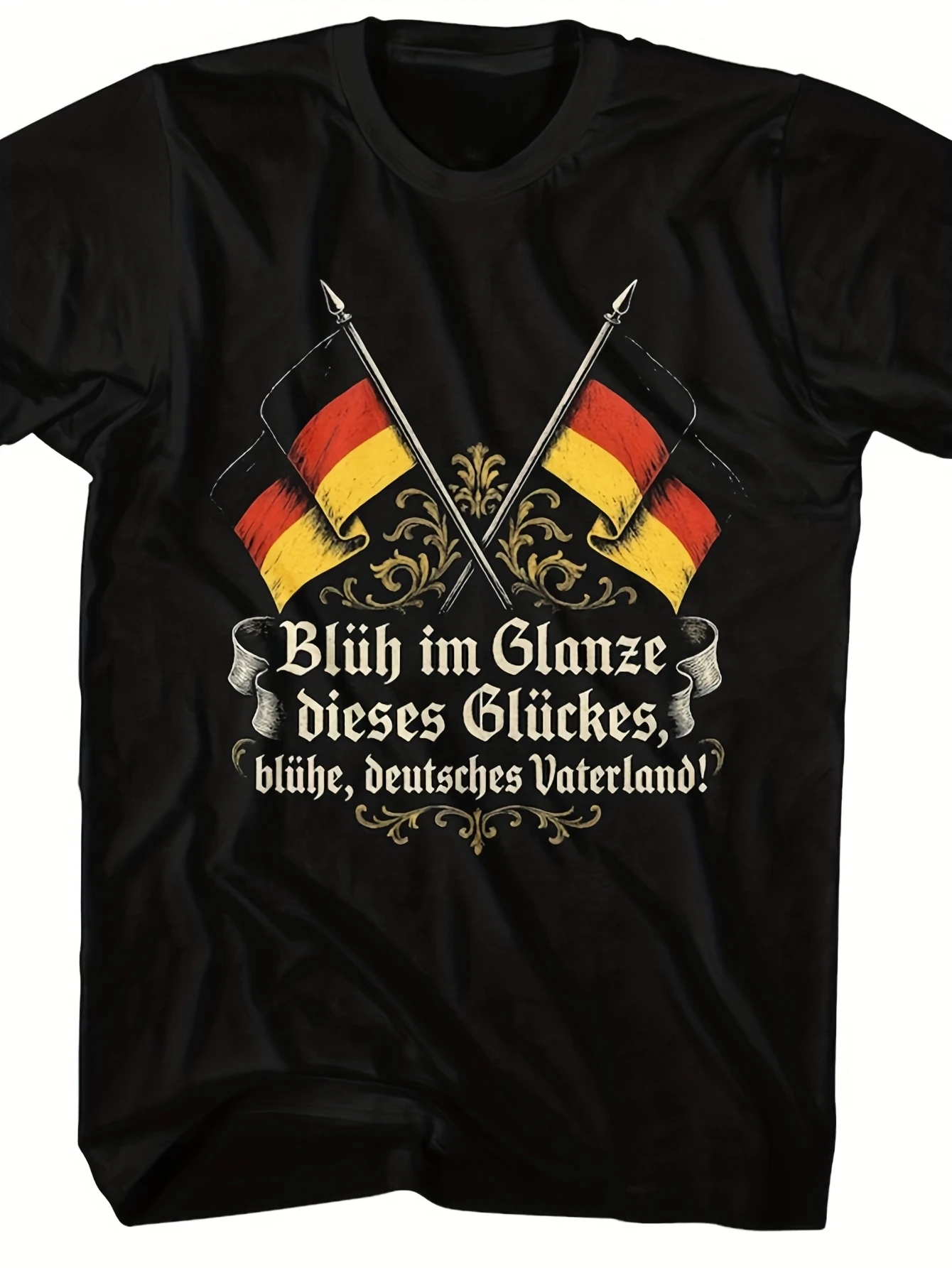 T-shirt pour homme avec le slogan « Unity, Justice and Freedom » en allemand – Imprimé avec le slogan « One Nation, One People, One German » – Convient à toutes les saisons, tenue décontractée et événements sur le thème allemand ; un cadeau de collection !