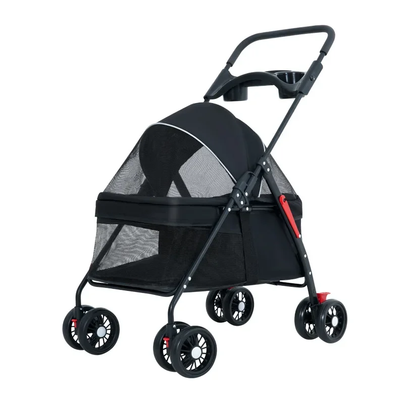 Pet Strollers Small Medium Dog Cat 4 Wheeler Jogger Pet Carriages Trolley for Cat Large Puppy