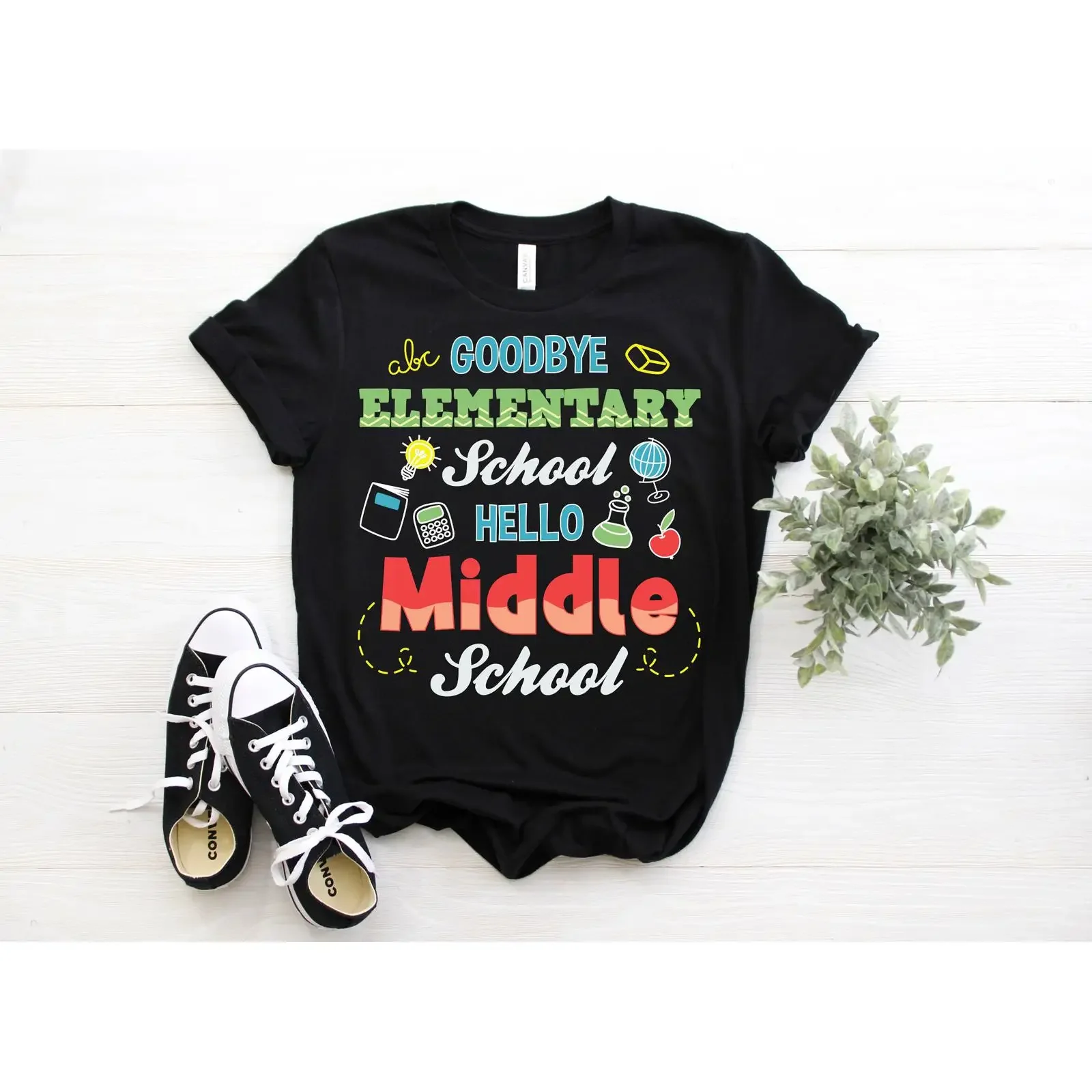 Goodbye Elementary Hello Middle School T Shirt Student Graduation For Graduated Boys Girls To Promotion Present vintage Washed