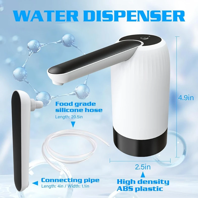 5 Gallon Bottle Water Dispenser Pump - Automatic Drinking Water Jug Dispenser With USB Charging, Portable Electric, Durable