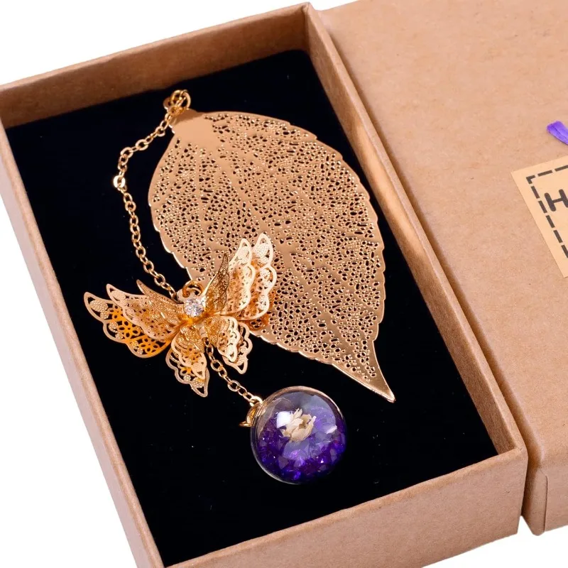 

Закладка в виде металлического листа с подвеской в виде бабочки, элегантные рождественские подарки для женщин и учителей, праздничный чулок для любителей книг