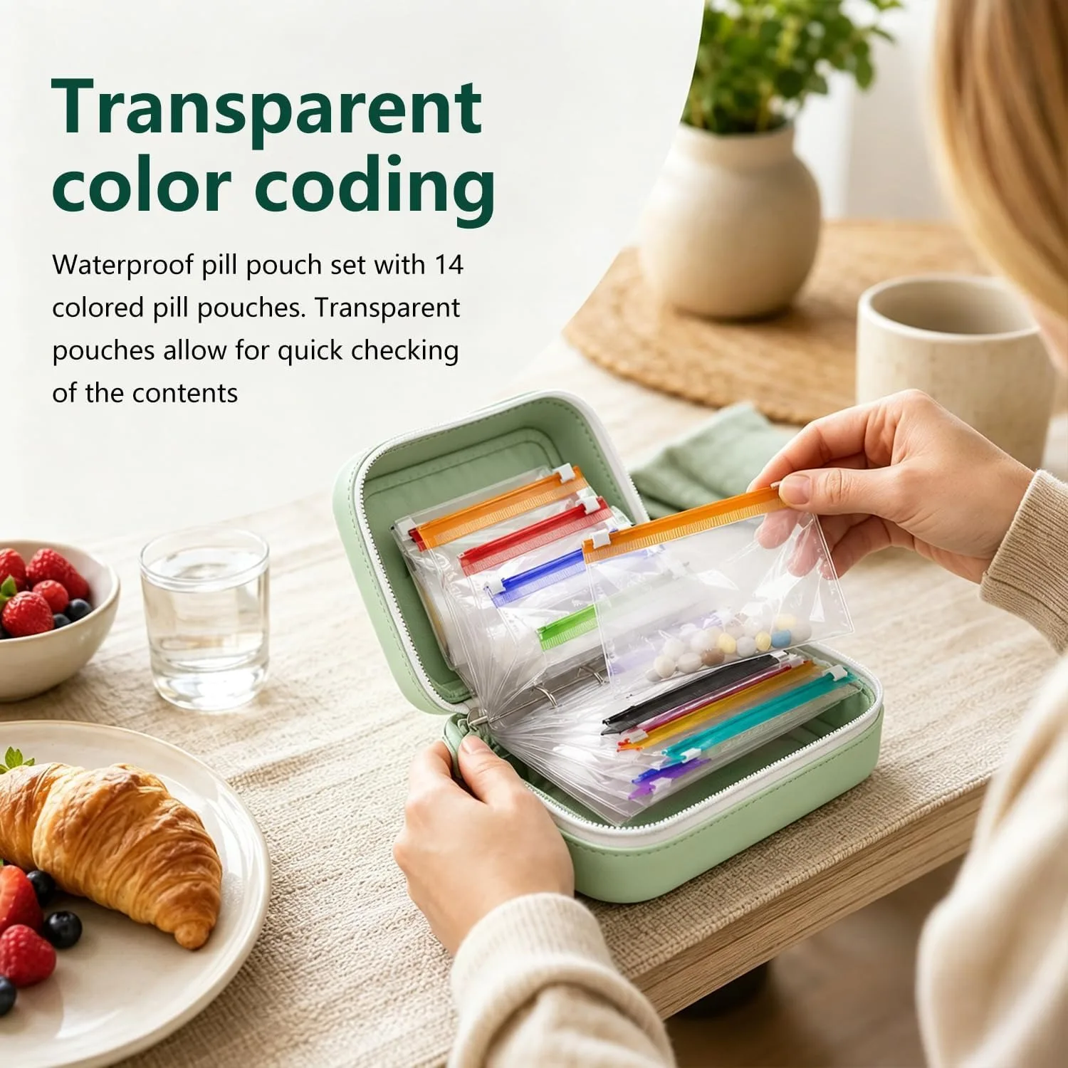 A7 Waterproof Pill Organizer 7/14pcs Zippered Pill Pouches Portable 7–14 Day Travel Pill Bag Reusable Travel Pill Storage System