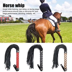 Outdoor Non Slip Leather Braided Horse Racing Whip Equestrian Riding Crops NEW