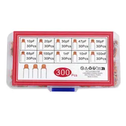 300pcs 10 kinds of monolithic capacitors(10pF~100nF) direct insertion non-polarised 50V ceramic capacitor component set