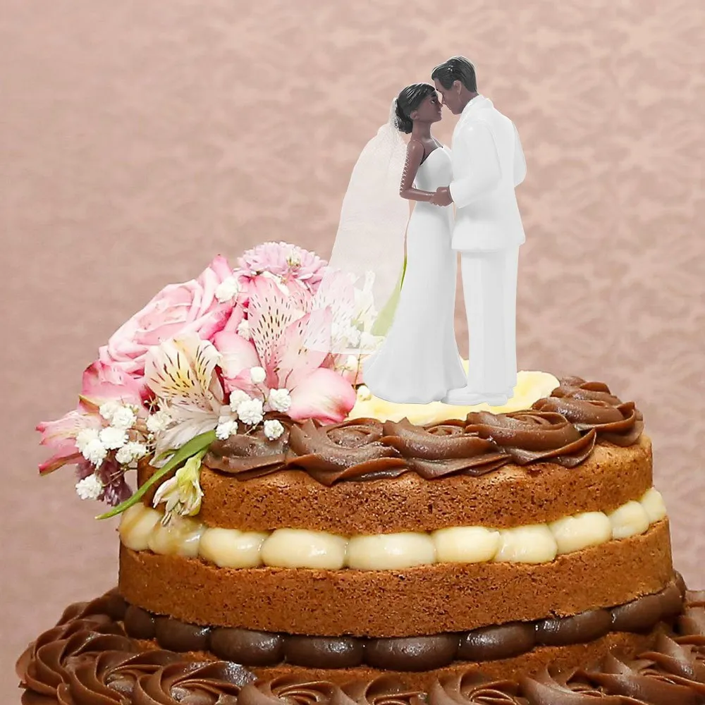Anniversary Decoration Couple Wedding Cake Topper White/Black Elegant Cake Toppers Dolls Creative PVC Bride & Groom Figurines