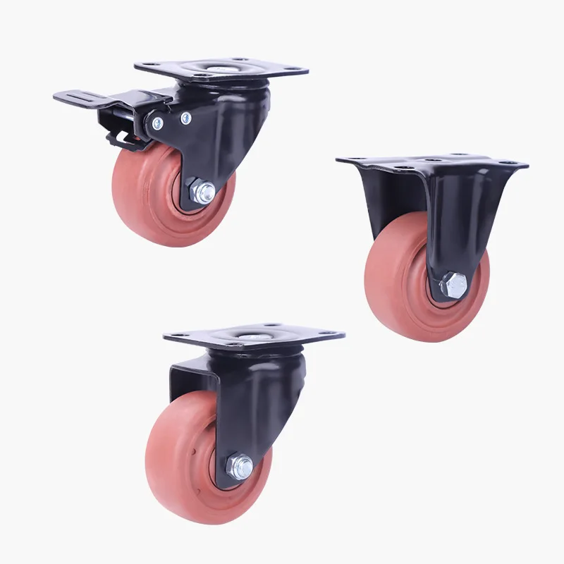 1 Pcs 4-inch Heat-resistant Caster, 300°c Glass Fiber Nylon Swivel Wheel With Brake For Bakery Cart