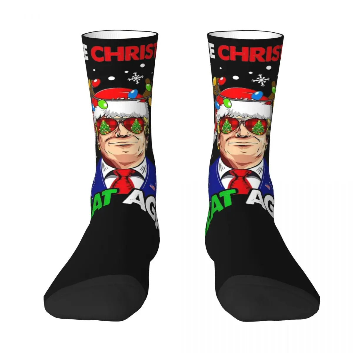 TRUMP Socks Winter Make Christmas Great Again Stockings Funny Unisex Men Medium Soft Socks Design Skateboard Non Skid Socks