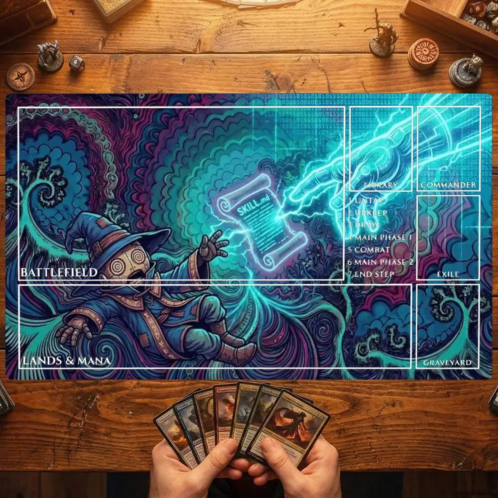 Psychedelic Team Mage TCG Playmat Magic Card Battle Mat Non-Slip Durable Stitched Edge 35X60CM Desk Mat Tapete Magic Mat