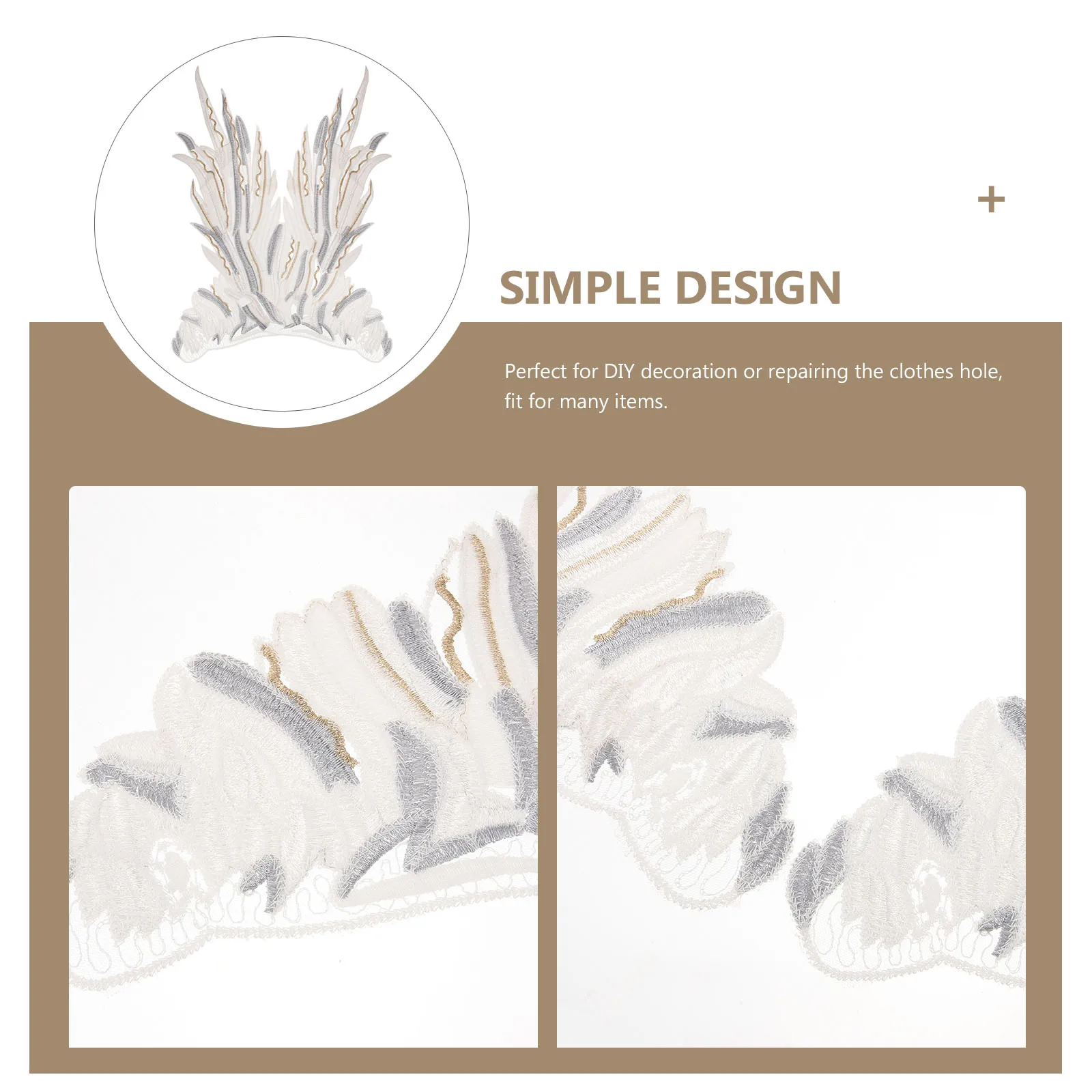 

Embroidered Wings Auxiliary Materials Garment Sewing Applique Patches Lace Clothing Repairing Polyester Yarn Fabric Appliques