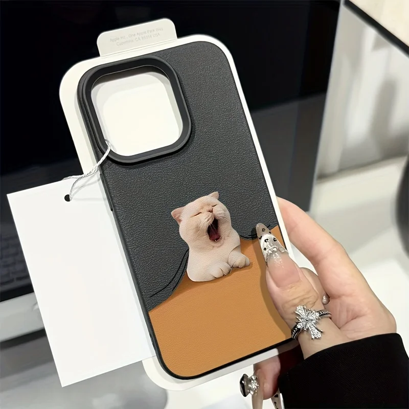 حافظة لهاتف آيفون 16 17 Air 15 14 13 12 11 Pro Max غطاء هاتف ناعم على شكل قطة النوم لهاتف آيفون XS Max X XR 16 Plus Funda #2