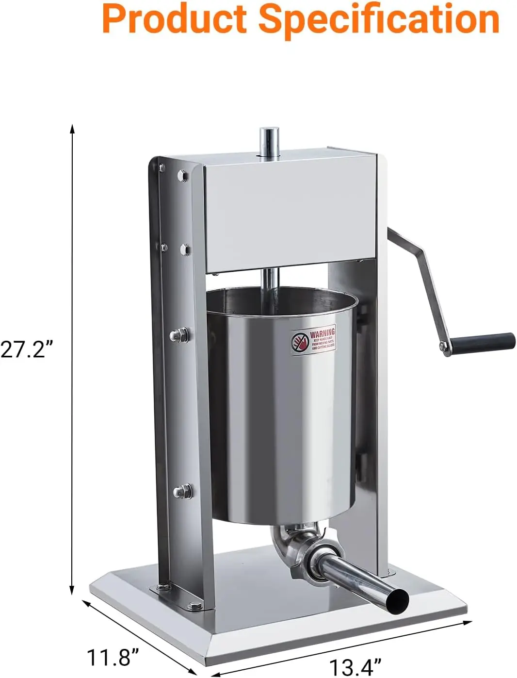 Tacleekii 5L 7L 10L Manual Sausage Stuffer, Heavy Duty Stainless Steel Meat Stuffer & Sausage Maker Machine, Dual Speed Sausage Filler with 5 Stuffing Tubes for Commercial and Home Use