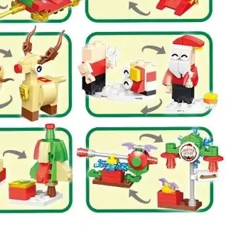 

Рождественские подарки, строительные блоки, игрушки, Санта-Клаус, поезд, наборы деревьев, игрушки, кирпичи, модель, сборка своими руками, украшение для дома, новогодние подарки