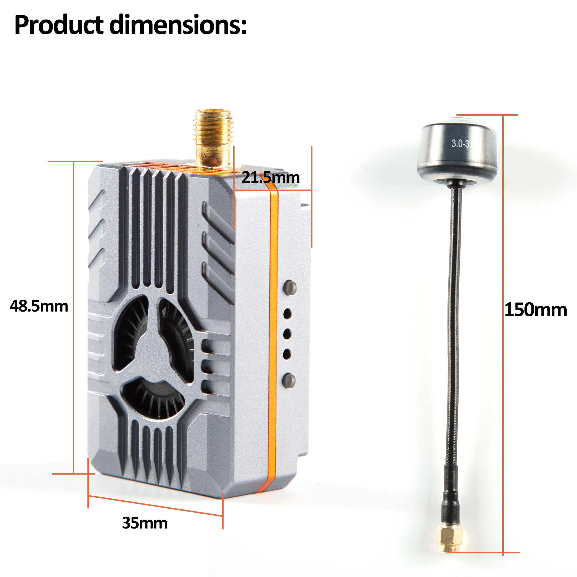 3.3G 4.5W VTX SK-VTX04 Video Transmitter with CNC Shell 64CH High Power DC 7V-36V 25mW/200mW/2000mW/4500mW PIT Mode for RC Drone