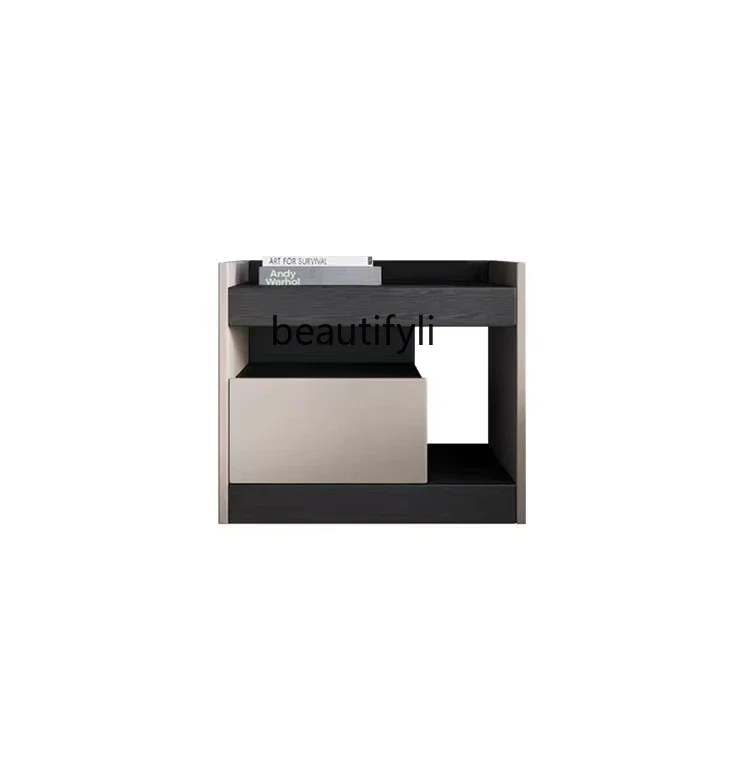 طاولة بجانب السرير بتصميم إيطالي بسيط وخزانة بجانب السرير مصنوعة من الخشب الصلب لغرفة النوم