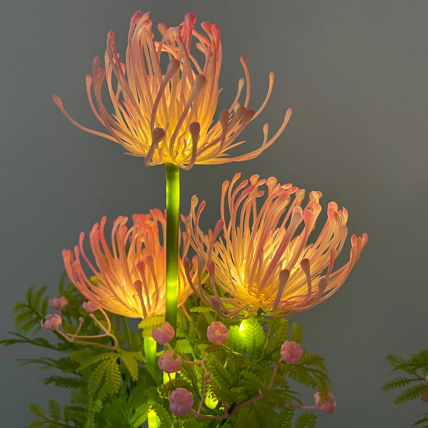 3Heads Solar Flowers Lights Glowing Flowers & Stems Solar Outdoor Waterproof Garden Lights for Backyard Patio Decor Lamp