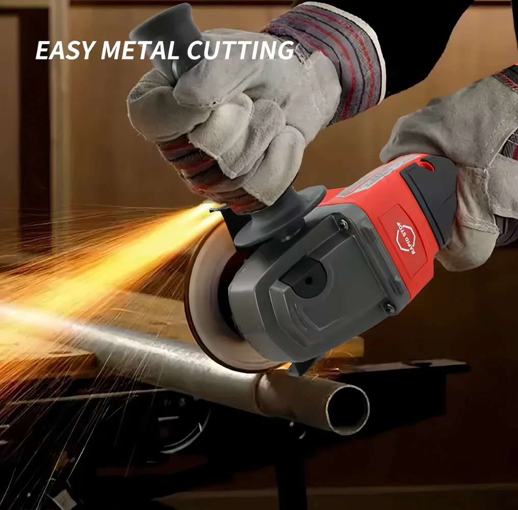 Red Industrial-grade Angle Grinder Set Handheld Wireless Power Tool 18V 5.0Ah Battery 5-inch M14 Brushless Angle Grinder