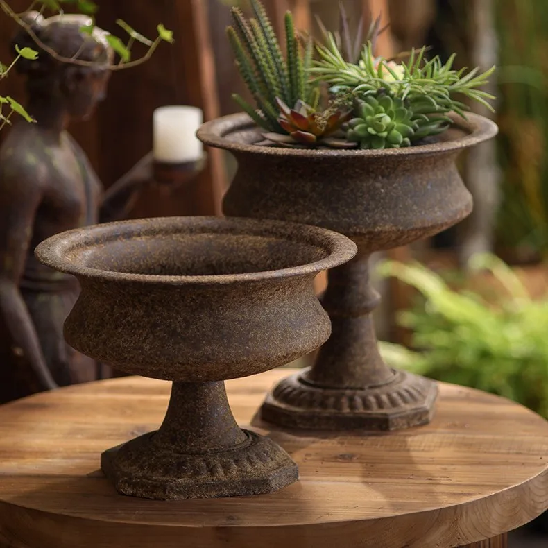 Factory Direct Compatible with Classical European Wrought Iron Small Trophy Flower Pot Goblet Flower Ware Living Room Dining