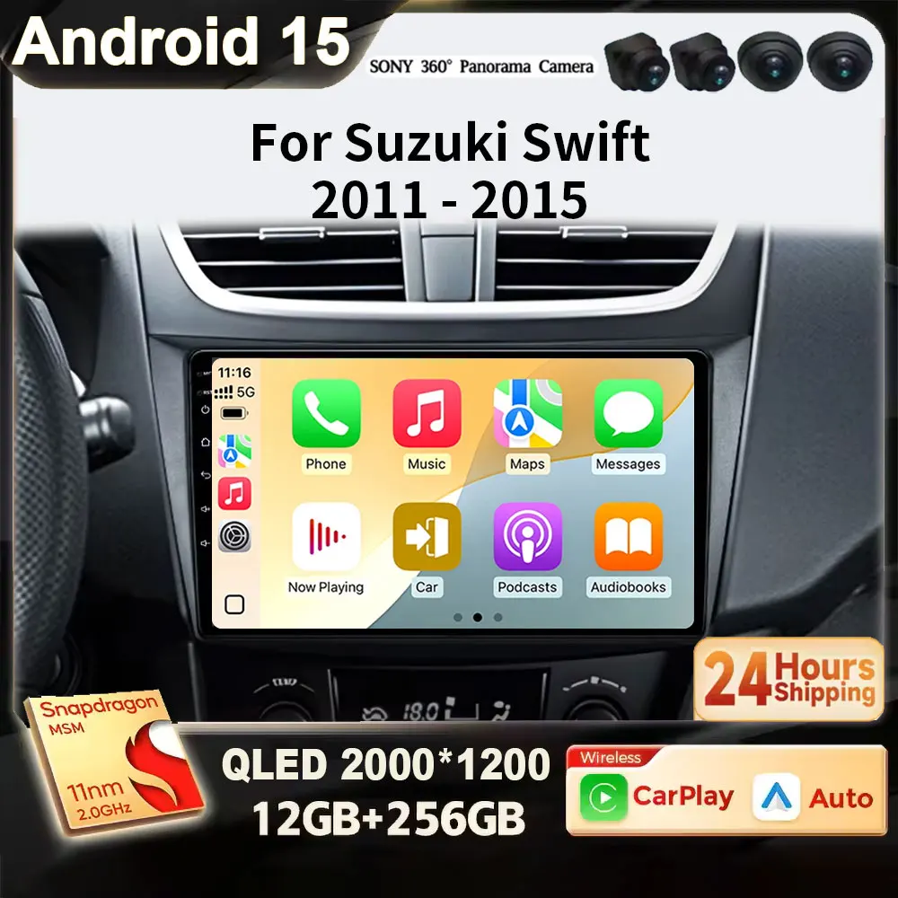 

Для Suzuki Swift 4 2011-2017: автомагнитола Android 15 2K QLED с Carplay, мультимедийный видеоплеер, DSP, 4G, стерео, навигация
