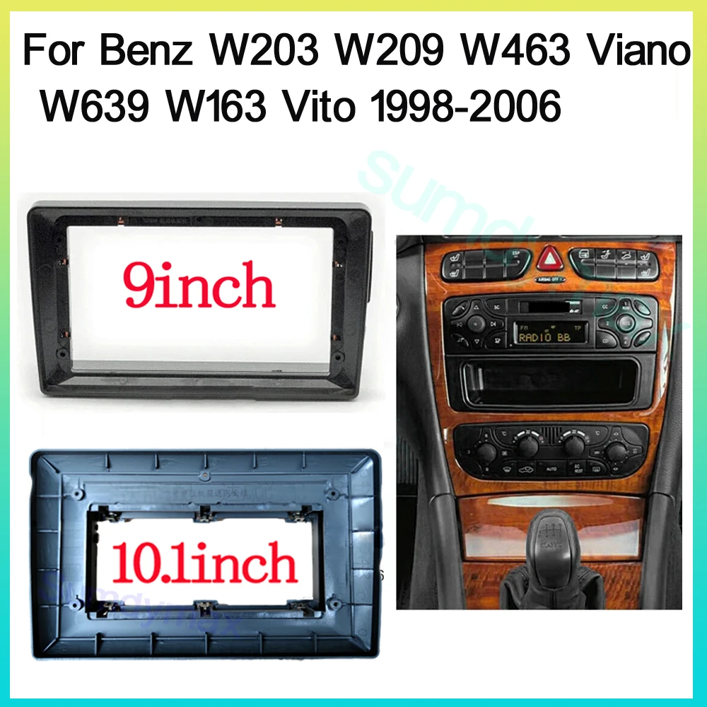 

2 Din Car Radio Fascia for Benz W203 W209 W463 Viano W639 W163 Vito Stereo Frame Plate Adapter Mounting Dash Installation Bezel