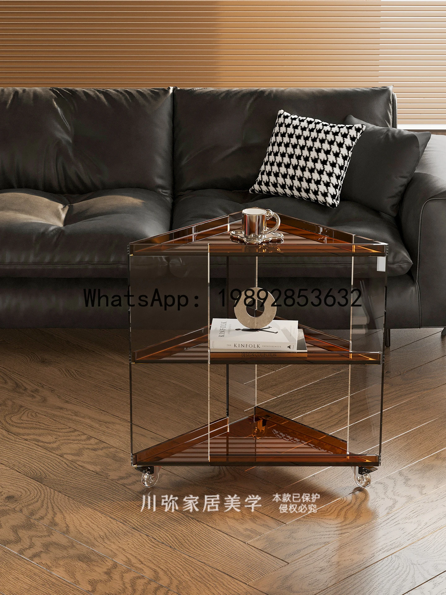 YFY Vintage Small Trolley Mobile Coffee Table for Home Snacks Tea Cart Sofa Double Layer Storage Rack with Wheels Side Table